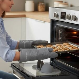6 Pcs Oven Mitts, Pot Holders, Towels Set, Heat Resistant up to 500°F, Non-Slip
